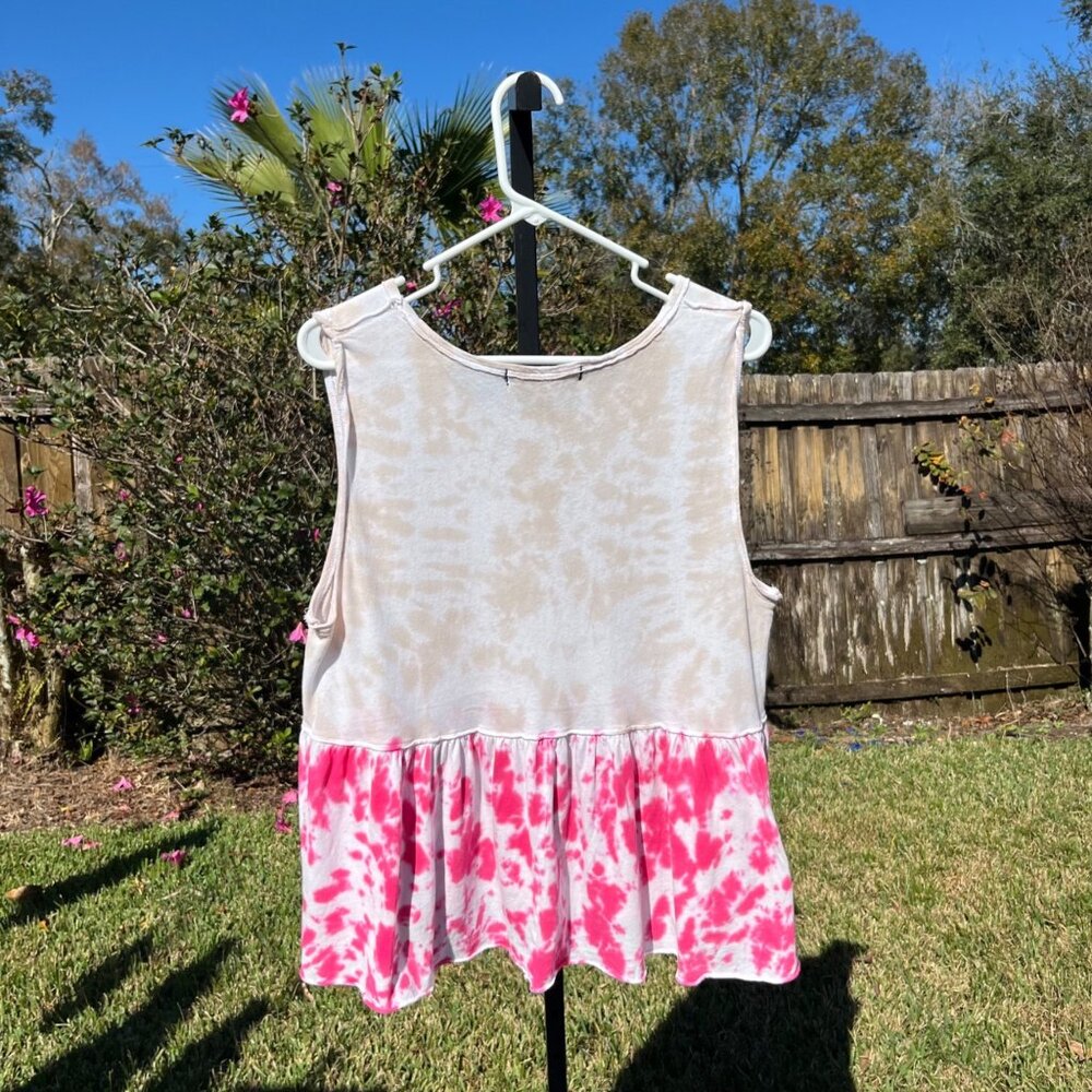 We The Free People Anytime Tie Dye Babydoll Top in Hibiscus Combo Size M - Picture 4 of 10
